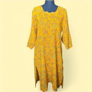 Yellow Floral Kurta Tunic Dress